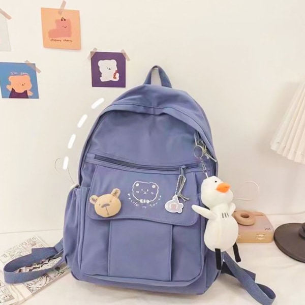 Skolesekk Lerretsveske BLÅ blue