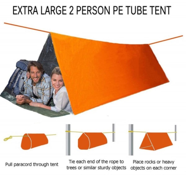 Utomhus bärbar PE Emergency Survival Tent Sovsäck orange