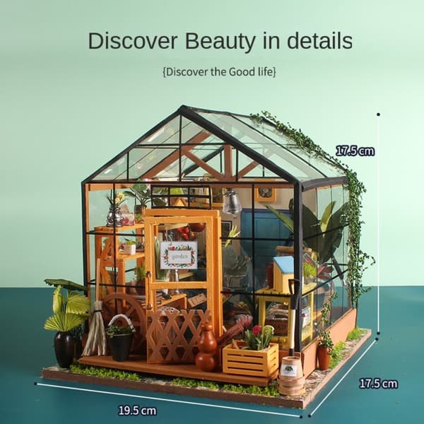 Miniatyr Dockskåp DIY Stuga Trä Dockhus Kit