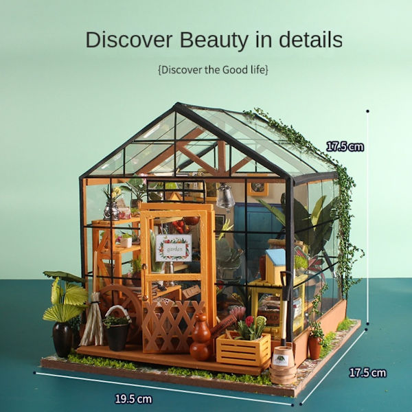 Miniatyr dockskåp gör-det-själv stuga dockhus i trä
