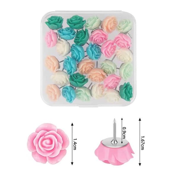 30 kpl Flower Push Pins Thumb Tacks Cork Board Pins