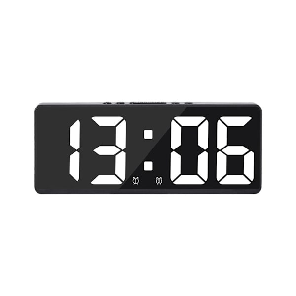 Digital Väckarklocka Skrivbordsklocka Temperatur Kalender Väckarklocka VIT White Black Shell-Black Shell
