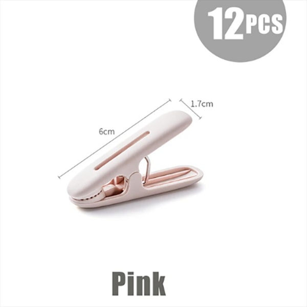 Plast Tetningsklemme Lufttørkeklemme PINK-12STK ROSA-12STK Pink-12pcs