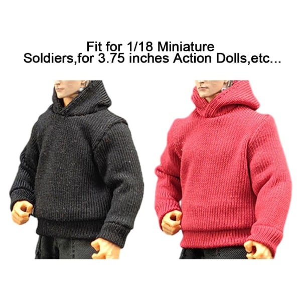 1/18 Miniatyyrivaatteet Soldier Casual -hupparit PUNAINEN Red