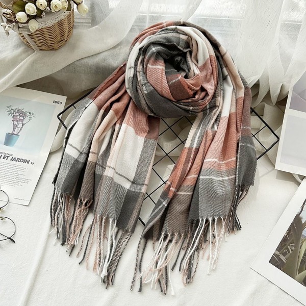 Cashmere klassisk rutete skjerf Overdimensjonert Tartan-skjerf B B B