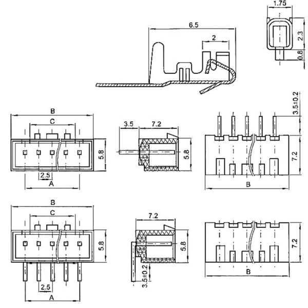 5 Stk Dobbelthovedet Kabelstik Kabel 10CM11P 11P 10cm11P