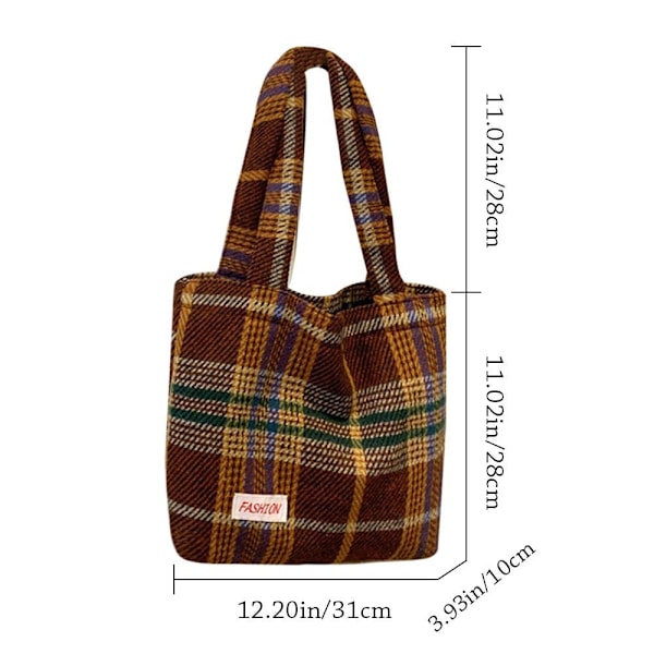 Tote Bag Plaid Håndtasker BRUN brown