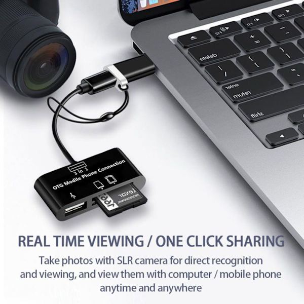 Type-c Micro USB OTG -sovitin MUSTA Black