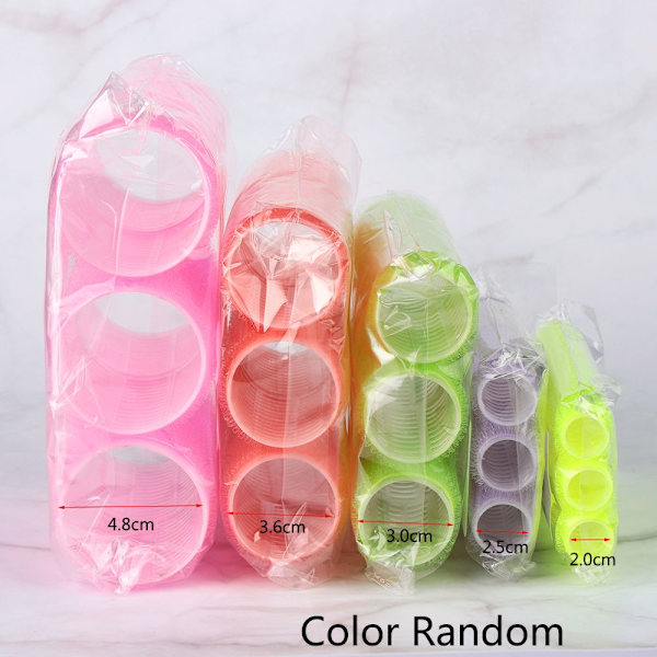 6 st Random Color Hair Rollers Self Grip 3.6cm by 6.2cm