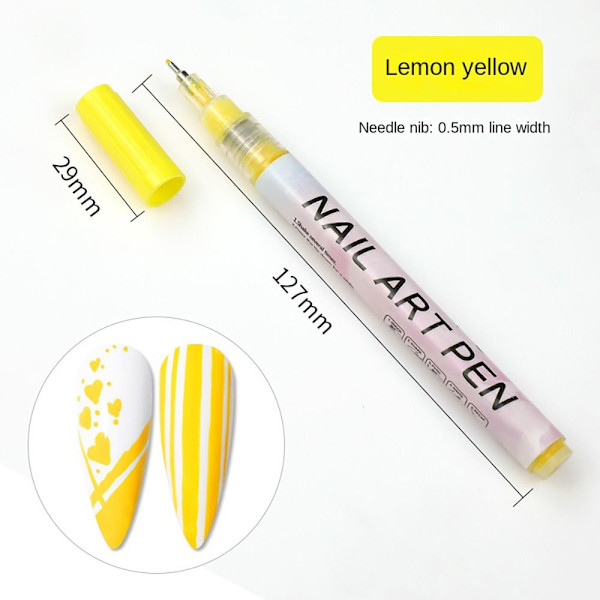 Nail Art Ritpenna Graffiti Gel Penna GUL 0,5MM 0,5MM YELLOW 0.5MM-0.5MM