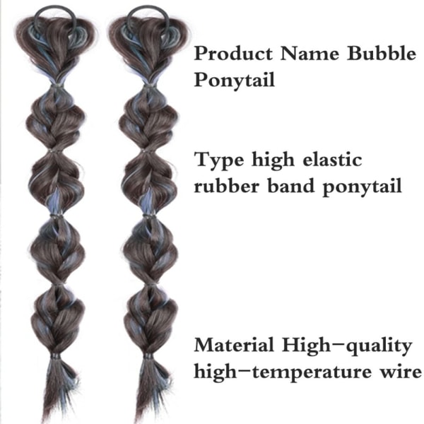 Peruukki punottu pääpanta Bubble Ponytail TUMMANRUSKEA dark brown