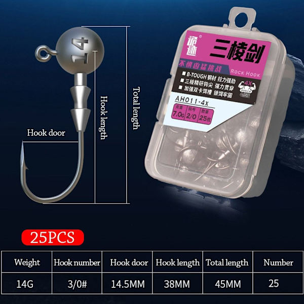 25st Sharp Fishing Jig Krokar Fiske Jig Head Krok 14G 14g