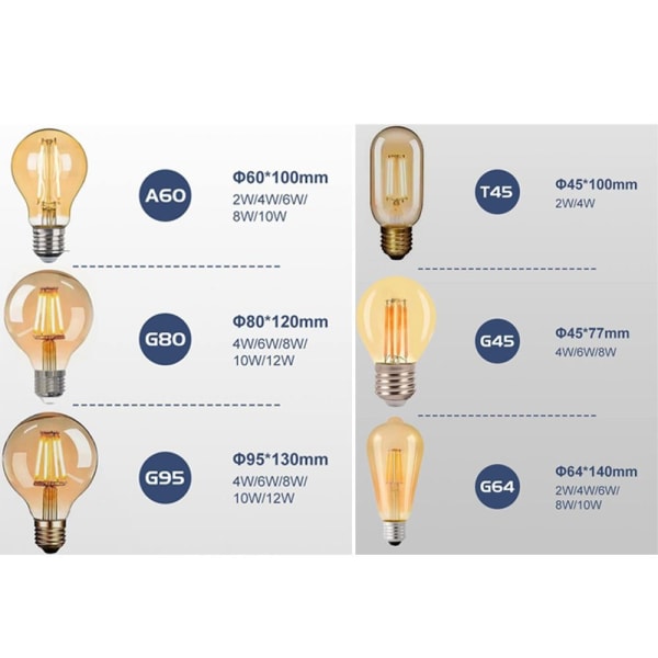 LED glödlampa Vintage Bulb G80 6W G80 6W G80 6W