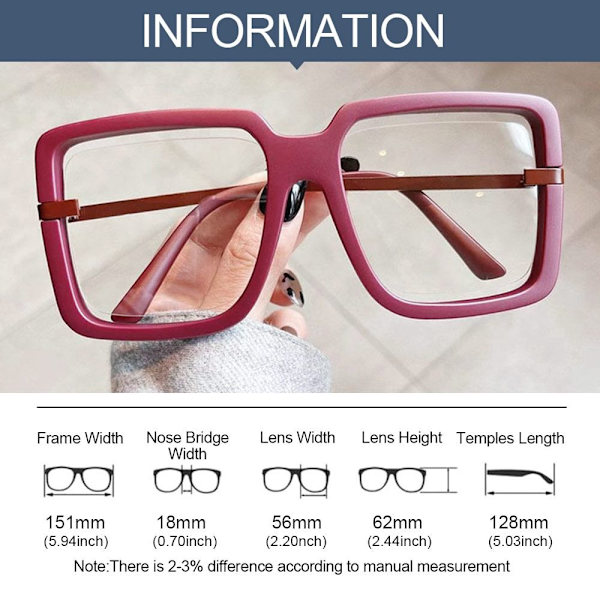 Anti-Blue Light Glasses Oversized Eyeglasses PINK Pink
