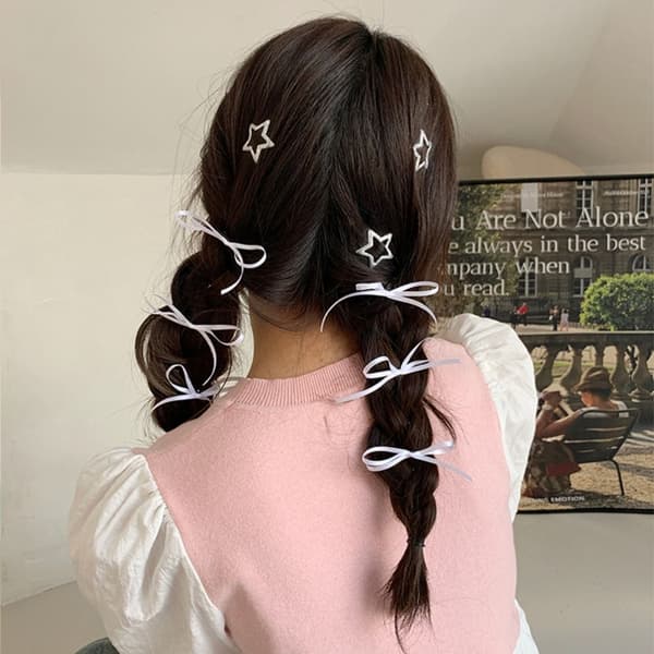 Bowknot Hårklämmor Rosett Hårnål BLÅ 2ST 2ST Blue 2pcs-2pcs