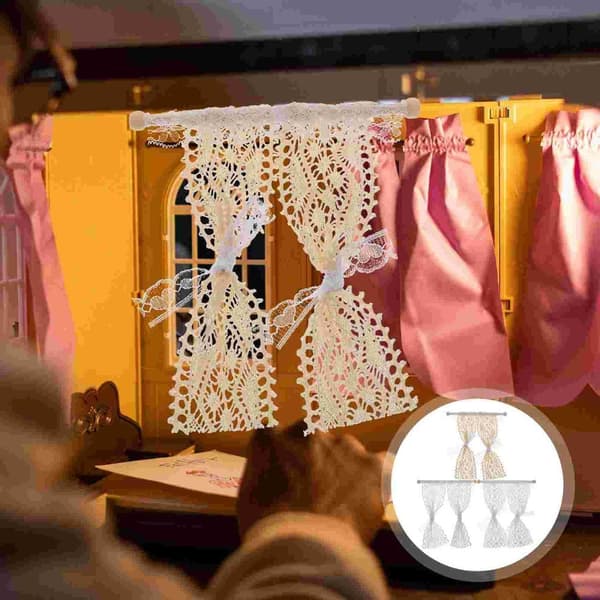 2 stk Tiny Curtain Models Dukkehuslegetøj C C C