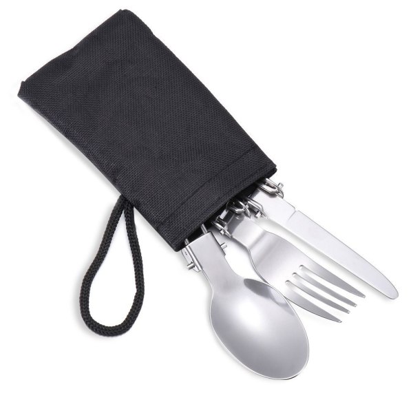 3Pcs Portable Outdoor Foldable Fork Spoon Picnic Camping Travel