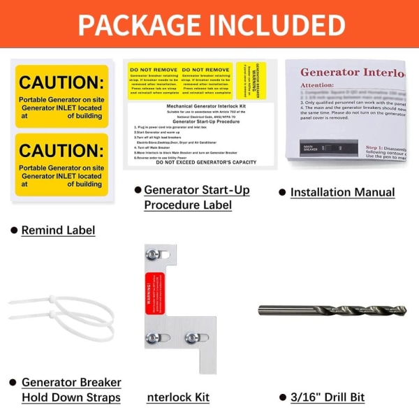 Generator Interlock Kit 200 Amp Main Breaker Panel Big Easy