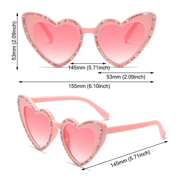 Hjerteformede solbriller Diamantsolbriller C13 C13 C13