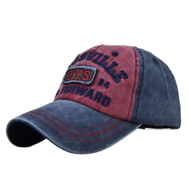 Brev Broderi Baseball Caps Distressed Faded Hats NAVY&WINE navy&wine red