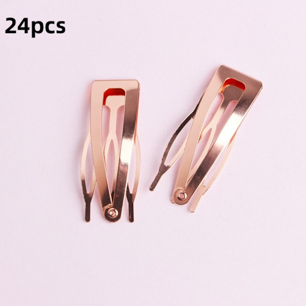 24 KPL Kaksoiskahvaiset hiusklipsit Metal Snap ROSE GOLD rose gold