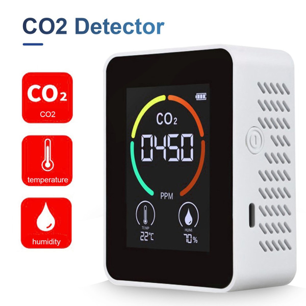 Luftkvalitetsdetektor Karbondioksiddetektor HVIT white
