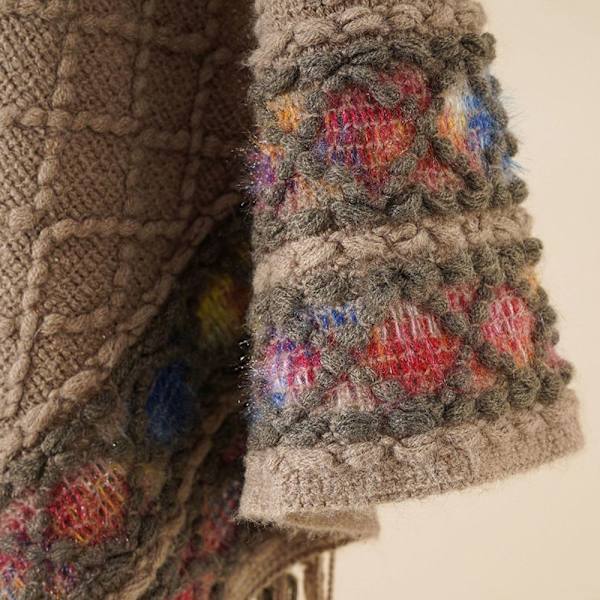 Mongolisk Poncho Rhombic Stripe Tofssjal GRÅ grey