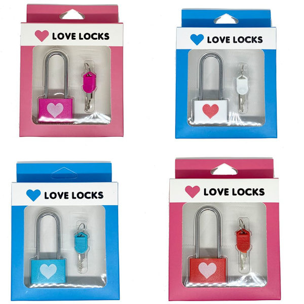 Långt handtag Parlås Love Lock Hänglås Alla hjärtans dag vit