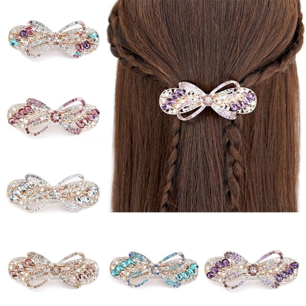 Crystal Bowknot Hair Clips Hair Barrettes RED Red