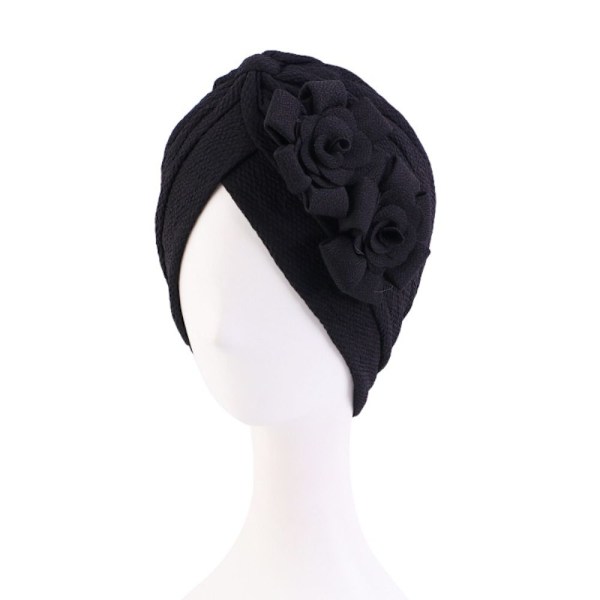 Flæseblomst Turban Chemo Beanie Cap SORT black