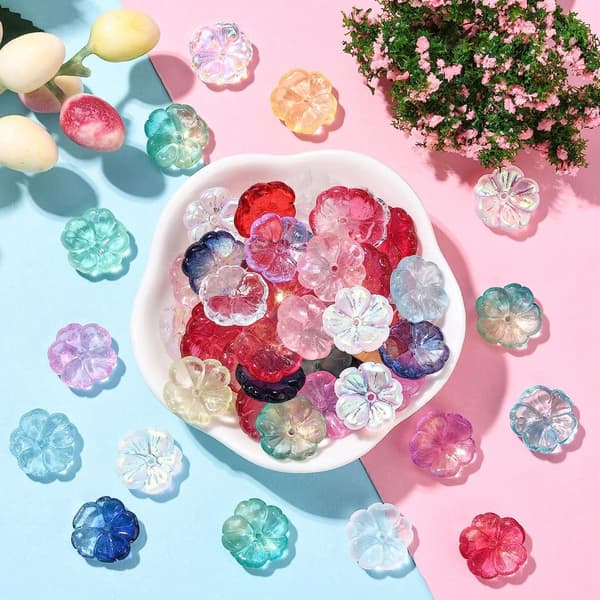 100st transparenta blompärlor glaspärlor