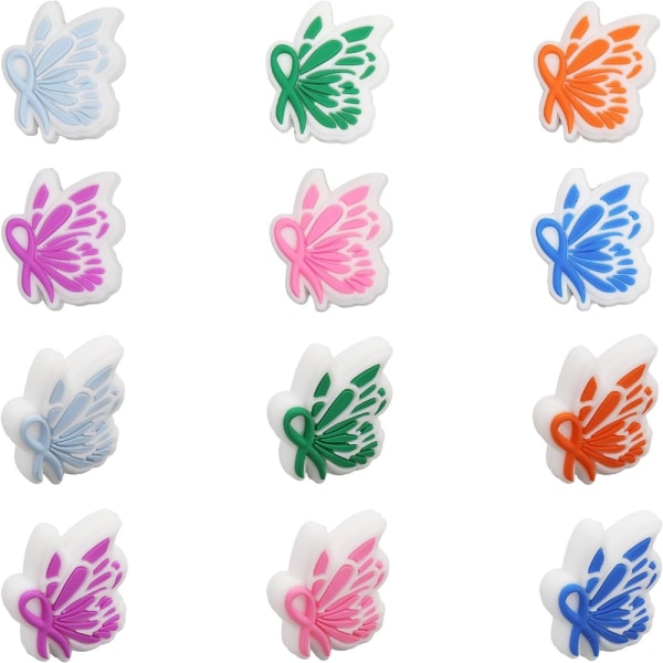 12 delar söta fjärilsformade silikonpärlor Färgglada djur