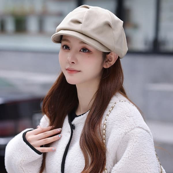 Retro Visir Hat Octagonal Beret BEIGE beige