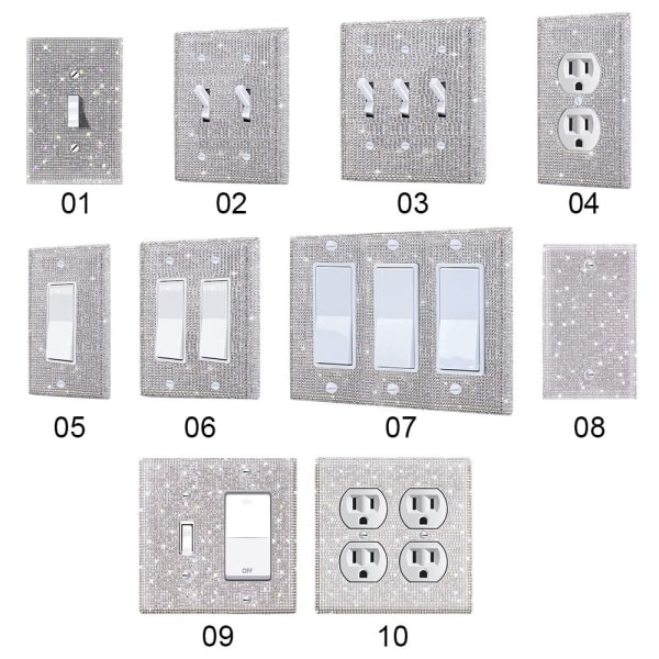 US Standard Switch Panel Sticker Rhinestones Socket Frame 05 05 05