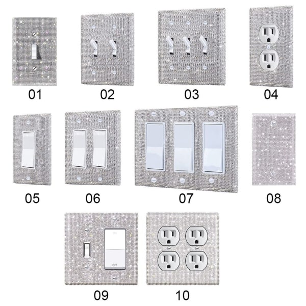 US Standard Switch Panel Sticker Rhinestones Socket Frame 06 06 06