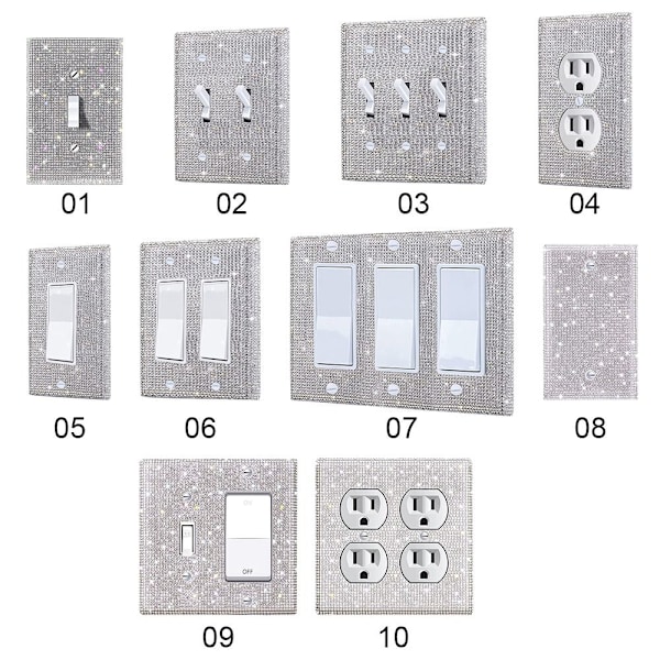 US Standard Switch Panel Sticker Rhinestones Socket Frame 08 08 08