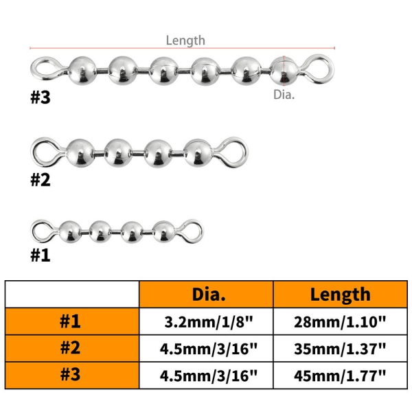 10 kpl Kalastusnapsautusliitin kalastukseen Rolling Swivel 4 4 Beads-4.5mm