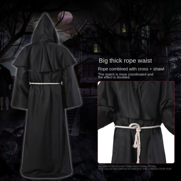 Monk Robes Halloween kostumer BLÅ L blue L