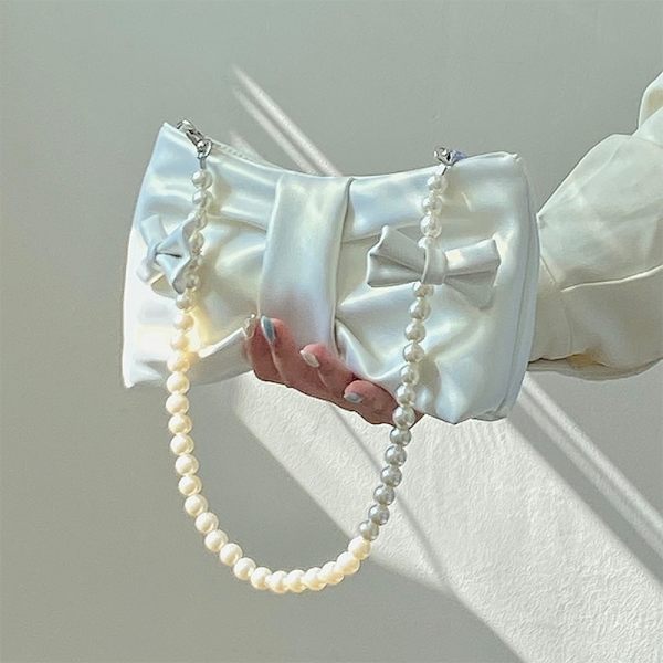 Girl Pearl Bow håndtasker underarm taske pink