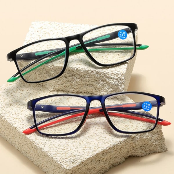 Anti-blått ljus Läsglasögon Fyrkantiga glasögon GRÖN Green Strength 250