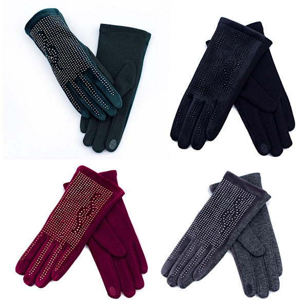 Rhinestone Handsker Varme Handsker SORT SORT black
