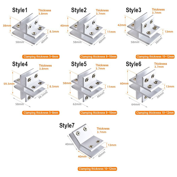 Glassdørhengsel Rammeløs klemme STYLE 7 STYLE 7 Style 7