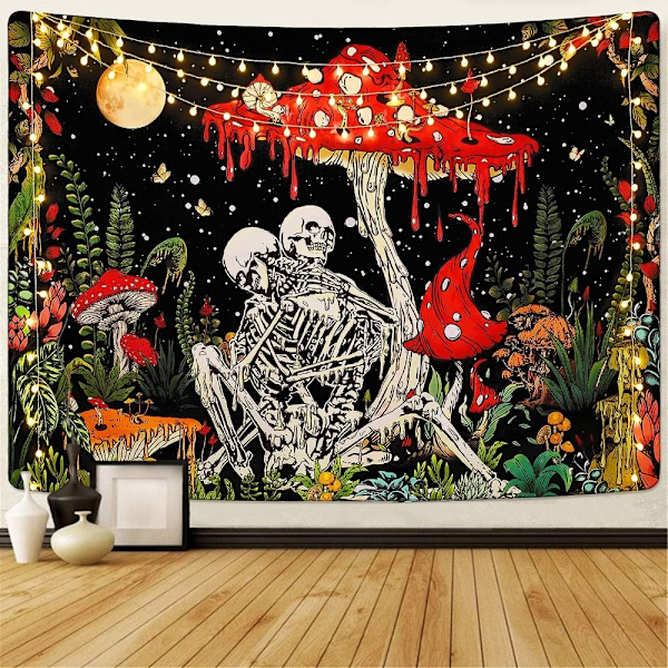 Skull Mushroom Tapestry Party Hanging Cloth Skeleton Home