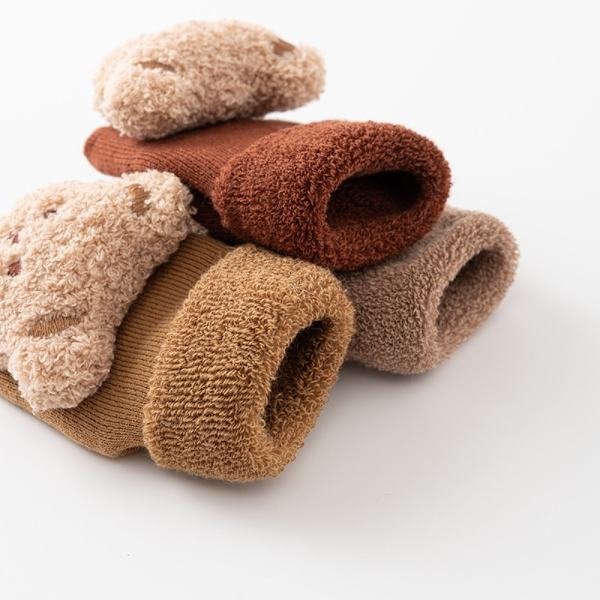 Talvisukat pehmeät puuvillaiset karhusukat Beige-M(1-3Y)