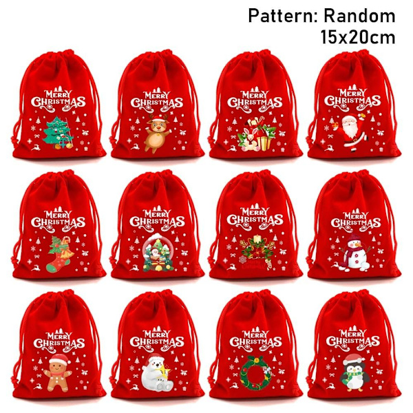 5/10 stk julefløjlsposer Candy Snack Gavepose 15X20CM5STK 15x20cm5pcs