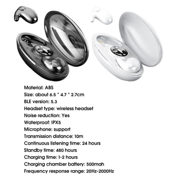 Trådløse ørepropper Bluetooth 5.3 HVIT white