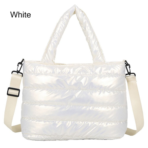 Puffer Tote Bag Quiltet Puffy Håndtaske HVID White