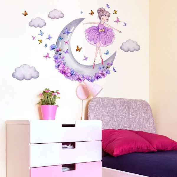 Princess Wall Stickers Girls On Moon 3 3 3