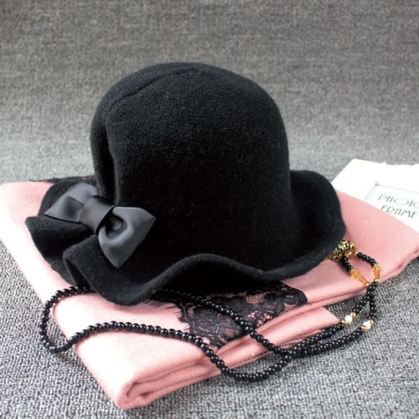 Uld Bøttehatte Dame Bowler Hat SORT black