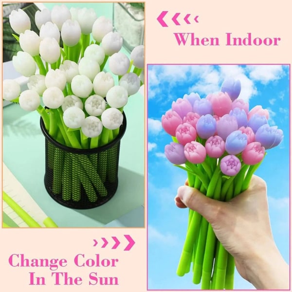 6 Stk Tulip Kulepenner Fargeskiftende MULTICOLOR Multicolor
